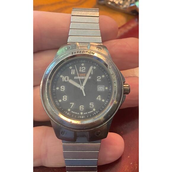 Timex Other - VTG Men's 40mm Gun Metal Tone Timex Expedition Watch, WR 100M, Indiglo